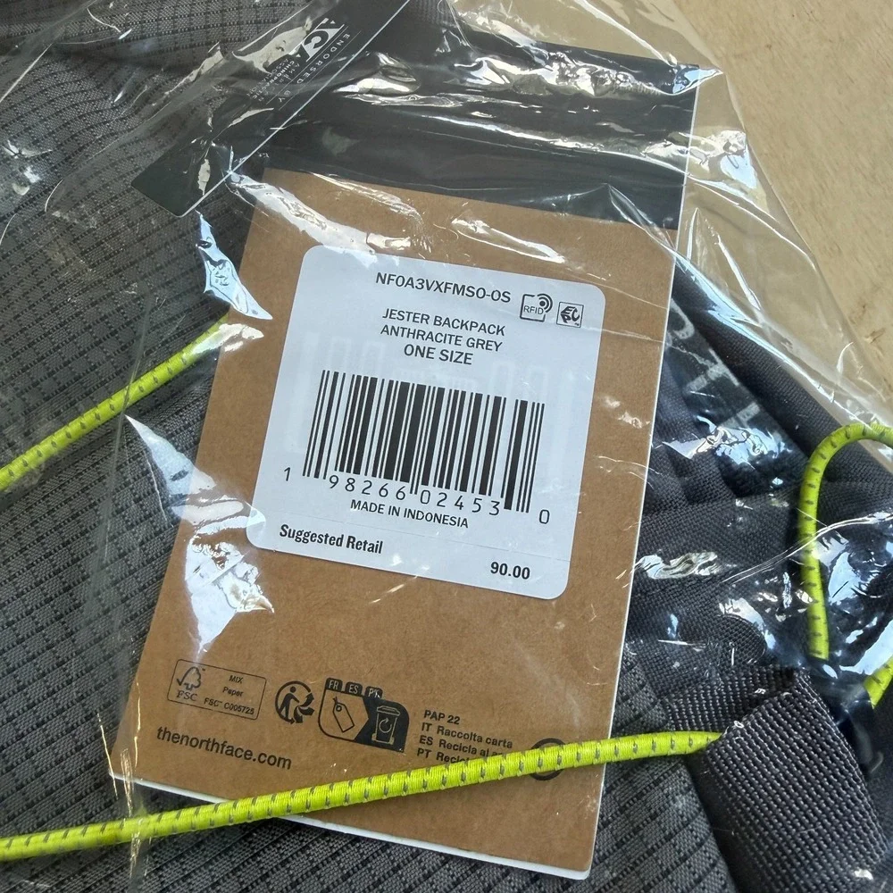 NWT The North Face Jester 28L Backpack Grey Gray Laptop School Bag $90